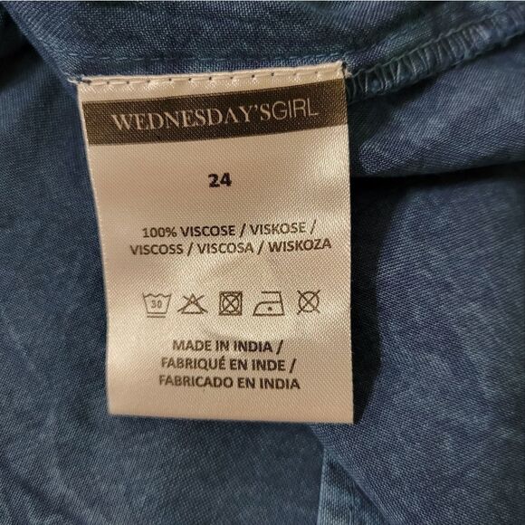 Wednesday's Girl Women's Tiered Blue Peasant Dress - Picture 14 of 16